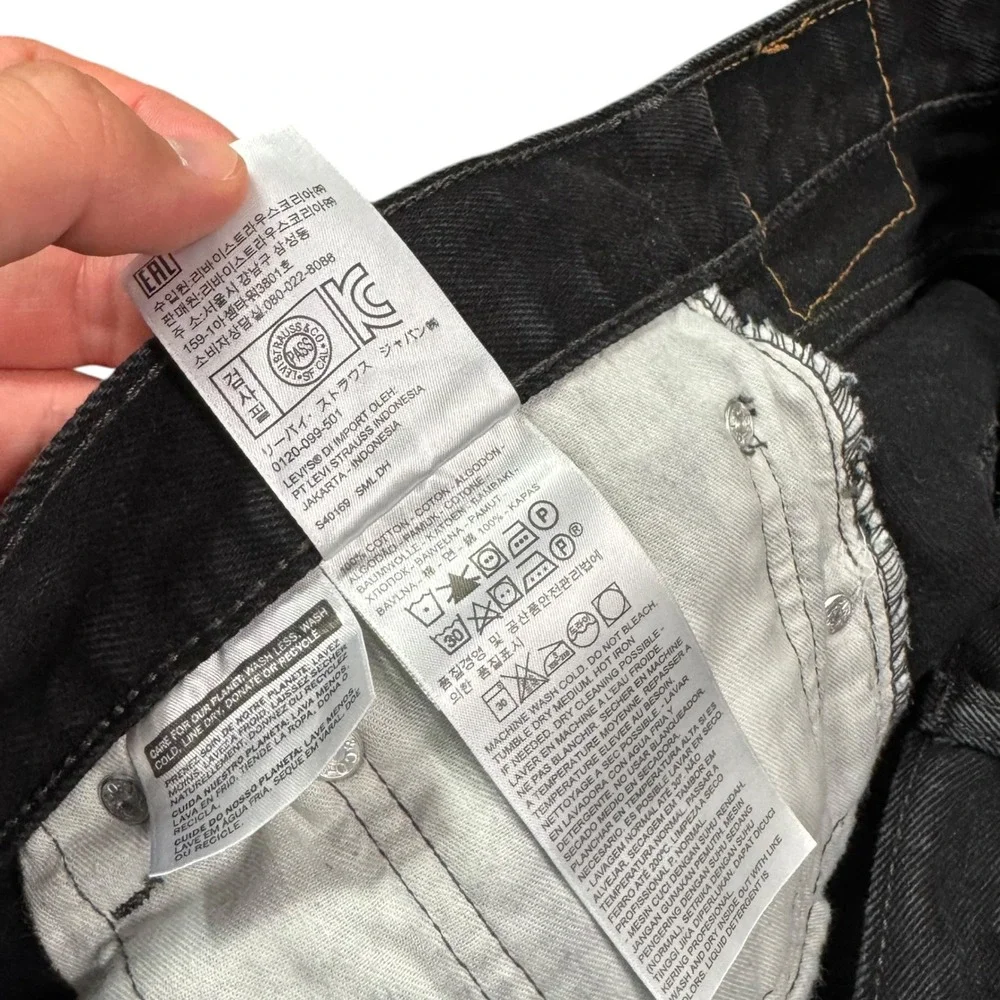 Levi's 505 Straight Leg Faded Black Cotton Denim Jeans Men's 38x34 (Fit 36x31.5)